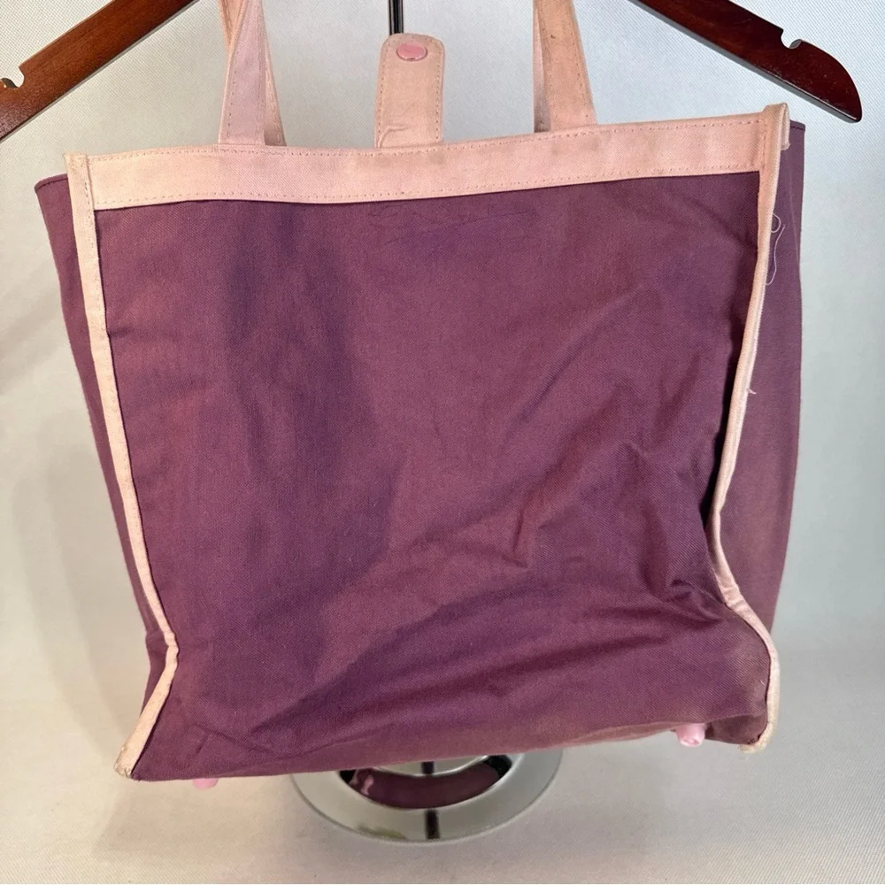 Vintage Cabbage Patch Kids Doll Face Canvas Tote Bag Purple & Pink Blonde 1983